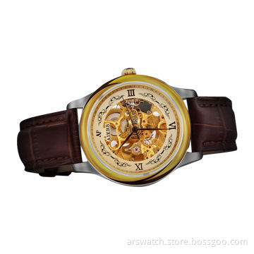 New design fashion skeleton watches for men, with stainless steel case, 5 ATM waterproof